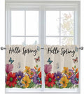 Spring Flowers Half Window Curtains 24 Inches Long, Farmhouse Vintage Country by Unknown