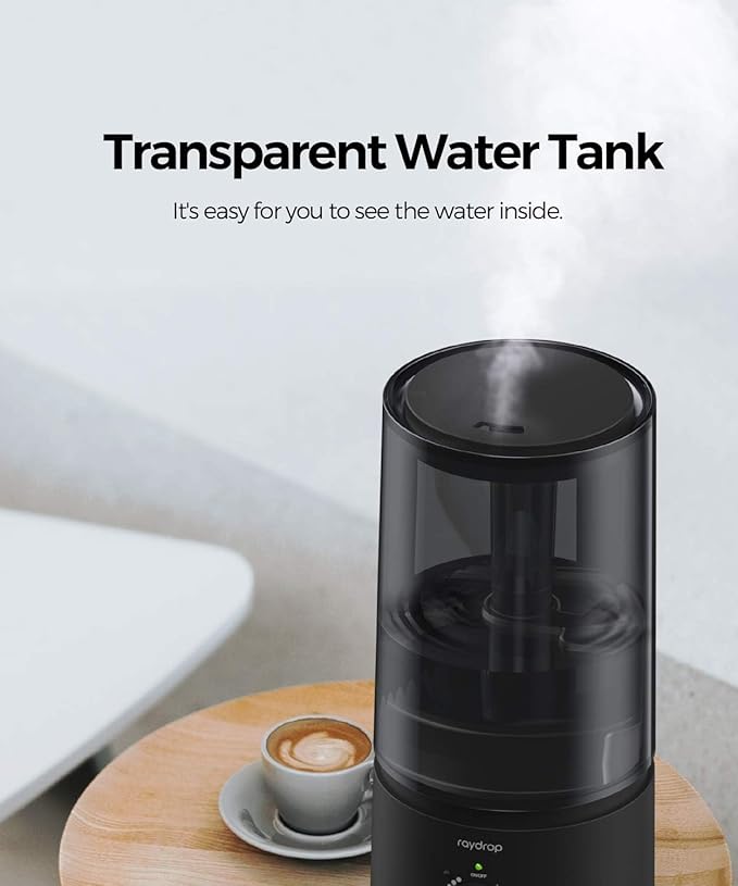 Humidifiers for Bedroom, raydrop Cool Mist Humidifiers for Babies, 1.0L Quiet Ultrasonic Humidifier, Space-Saving, Filterless, Auto Shut Off - (0.26 Gallon, US 110V)