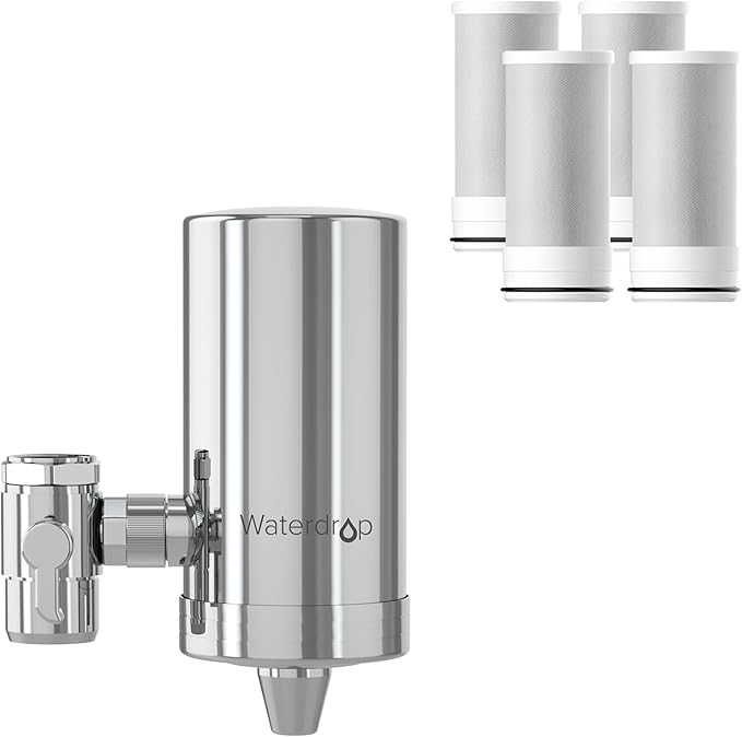 Waterdrop FC-06 Water Filter for Sink Faucet, 360° Rotating Stainless Steel by Waterdrop