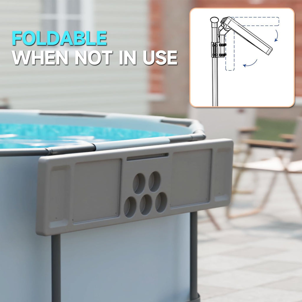 Above Ground Pool Bar Table, 2 in1 Poolside Drink Holder with 5 Cup Holders, Must Have Swimming Pool Accessories for Adults, Portable Swim Up Bar, 47×11in