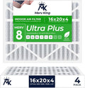 MervKing 16x20x4 Air Filter Actual Size: 15.88" x 19.88" x 4.31" MERV 8 MPR 600-700 | MADE IN USA | 4-Pack | Pleated HVAC AC Furnace Replacement