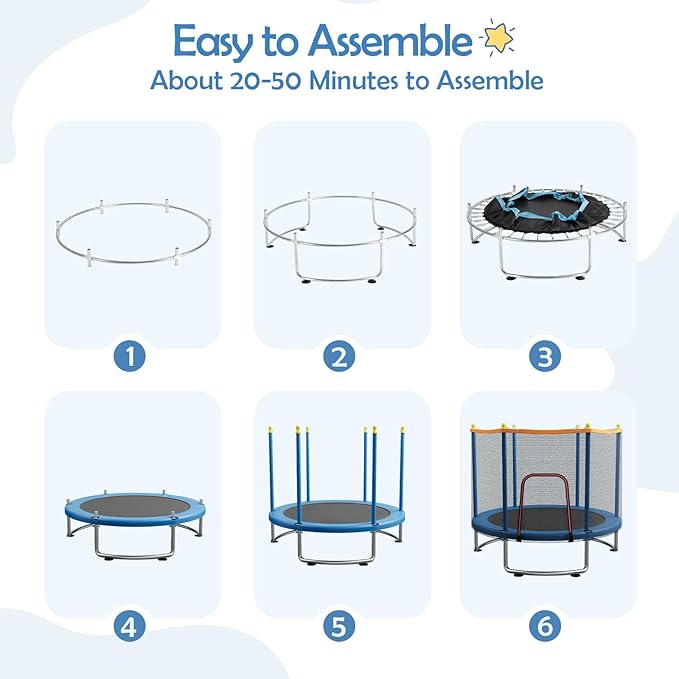 Kids Trampoline with Safety Net – 440lbs Capacity, Upgraded Rust-Proof Ring Legs, Adjustable Gymnastics Bar & Toys – Indoor Outdoor Toddler Trampoline for Boys & Girls Ages 1-8-FlexoryFit