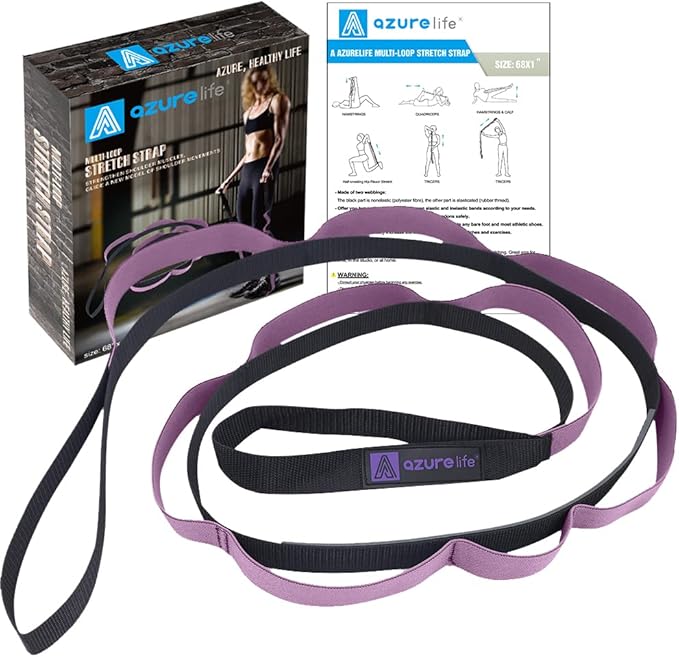 Premium Durable Stretch Straps with Loops, Stretching Strap for Physical Therapy, Multi-Loop Yoga Strap Fitness Exercise Strap for Yoga, Pilates, Dance, Flexibility&Exercise-FlexoryFit
