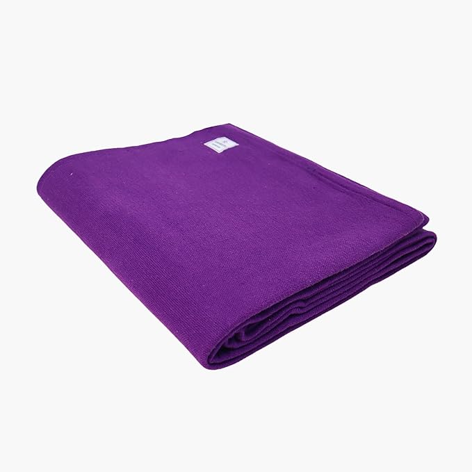 Yogikuti Iyengar Cotton Yoga Blanket Set of One – Thick Handwoven Yoga Blankets for Restorative Yoga, Meditation & Pranayama – Premium Cotton Yoga Blanket for Support & Comfort in Pranayama (Purple)-FlexoryFit