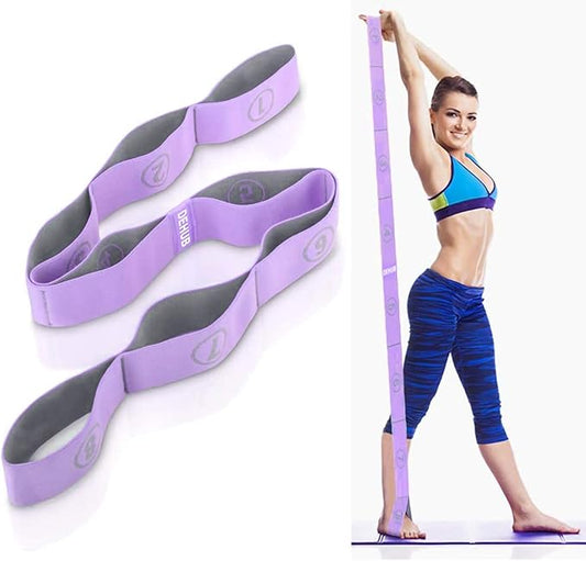 Stretch Strap, Elastic Yoga Stretching Strap, Multi-Loop for Physical Therapy, Pilates, Yoga, Dance & Gymnastics Exercise and Flexible Pilates Stretch Band-FlexoryFit