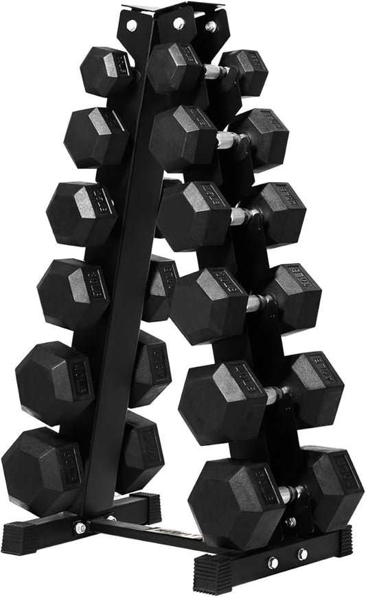 RITFIT 300/350/450/650/180/200/210 LB Rubber Hex Dumbbells Set with Optional Dumbbell Rack, Multi Weight Set to Choose, Ideal for Home Gym and Fitness-FlexoryFit