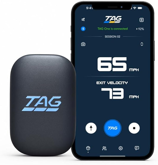 TAG One Sports Radar (120 Ft Range) – AI-Powered Radar Speed Gun with Real-Time Coaching Feedback – Bluetooth Speed Training Device for Baseball, Softball & Golf with App Integration