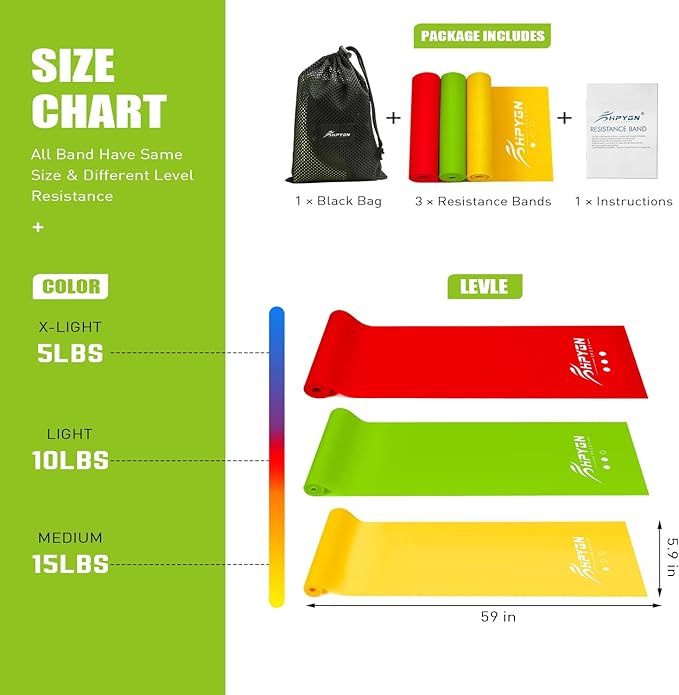 Resistance Bands, Exercise Bands, Physical Therapy Bands for Strength Training, Yoga, Pilates, Stretch Elastic Band with Different Strengths, Workout Bands for Home Gym-FlexoryFit