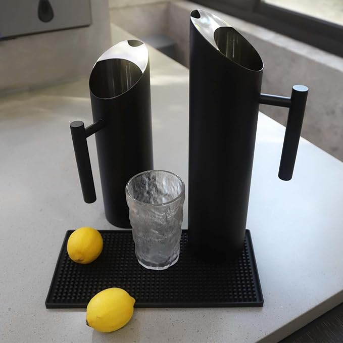 Stainless Steel Water Pitcher Black Metal Pitcher with Ice Guard Cold Drinking Carafe Jug for Juice, Beer, Milk, Ice Tea or Other Beverage by MUGLIO (53oz)