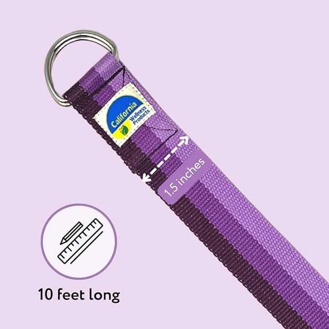 California Yoga Strap | Yoga Belt with Safe Adjustable D-Ring Buckle for Pilates | Stretching Strap | Exercise Bands | Physical Therapy | Improves Sitting Posture-FlexoryFit