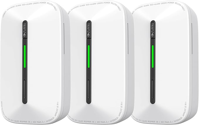 Carbon Monoxide Detectors Plug in,10 Year Replaceable Battery Operated Co Monitor Alarm,Plug and Play Co Detector,Portable Carbon Monoxide Detector for Home,Traval,RV,Hotel GS846A 3 Pack
