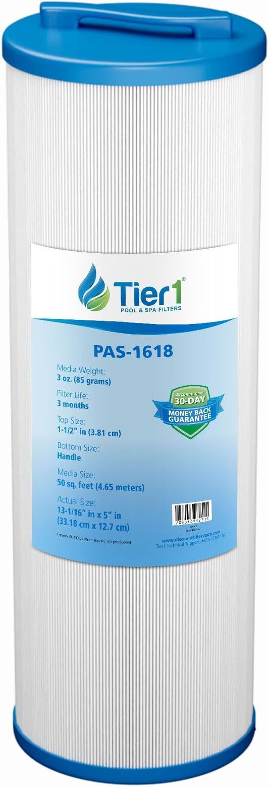 Tier1 Replacement for Waterway Spa Filter 817-4050 | Compatible with Teleweir 50, Pleatco PWW50L, FC-0172, 4CH-949 | 13-1/16" x 5" | Trilobal Fabric | High Flow | Washable Spa Filter Cartridge