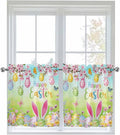 Easter Half Window Curtains 24 Inches Long, Spring Bunny Colorful Rabbit Eggs by Unknown