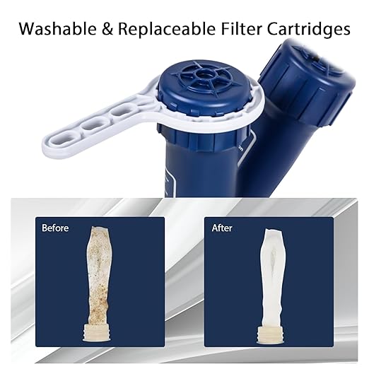 Water Purifier Survival Water Purification - Water Filter Camping Filtration System Survival Emergency, Hand Pump, 1.5L/Min High-Volume, 3-Stage Water Purification System for Group Camping and Etc