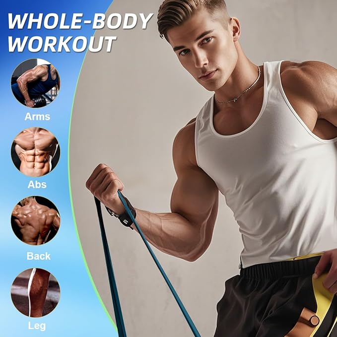 WHATAFIT Resistance Bands, Pull Up Assistance Bands, Exercise Bands, Workout Bands Set for Men and Women Home Fitness, Body Stretching, Strength Training, Physical Therapy-FlexoryFit