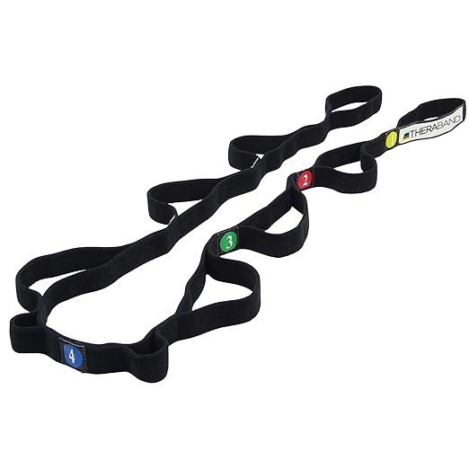 THERABAND Stretch Strap with Loops to Increase Flexibility, Dynamic Stretching Tool for Athletes Including Dancers, Cheerleaders, Gymnasts, Runners, Pilates and Yoga Elastic Stretch Out Band-FlexoryFit