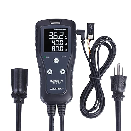 DIGITEN Humidity Controller DHC101 Digital Humidistat Pre Wired Outlet Reptile Humidity Controller for Grow Tent Mushroom Greenhouse Homebrew Fermentation Humidifier Dehumidifier