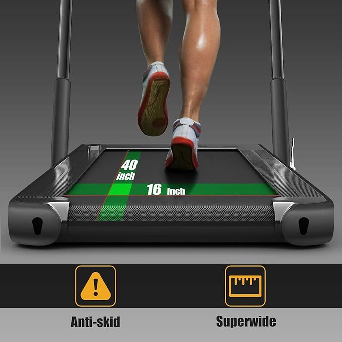 Goplus 2 in 1 Folding Treadmill, 2.25HP Under Desk Electric Superfit Treadmill, Installation-Free with APP Control, Remote Control, Bluetooth Speaker, LED Display, Walking for Home-FlexoryFit