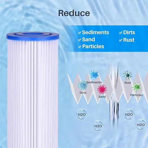 CFS – 10" x 4.5" 30 Micron Compatible Water Filters for HDX HDX4PF4 Pleated High Flow Whole House Filter, Reduces Sediment, 4-Pack