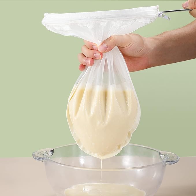 Nut Milk Bag Strainer with Stand, Strainers Fine Mesh Bags, Jelly strainer, Reusable Cheese Cloth Bag for Straining for Filter Juices, NutMilk, Cheese, Honey, Butter, S