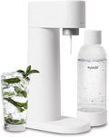 Woody Sparkling Water Maker - Silent Carbonated Water Machine Made of Renewable Wood Composite and 1L Water Bottle - Without CO2 Cylinder - Seltzer Maker Machine - Colour White