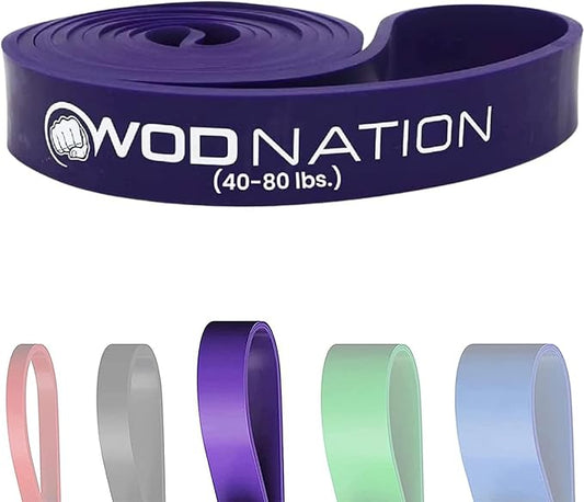 WOD Nation Pull Up Assistance Bands (10-175lbs Band) - Best for Pullup Assist, Chin Ups, Resistance Bands Exercise, Stretch, Mobility Work & Serious Fitness - 41 inch Straps-FlexoryFit
