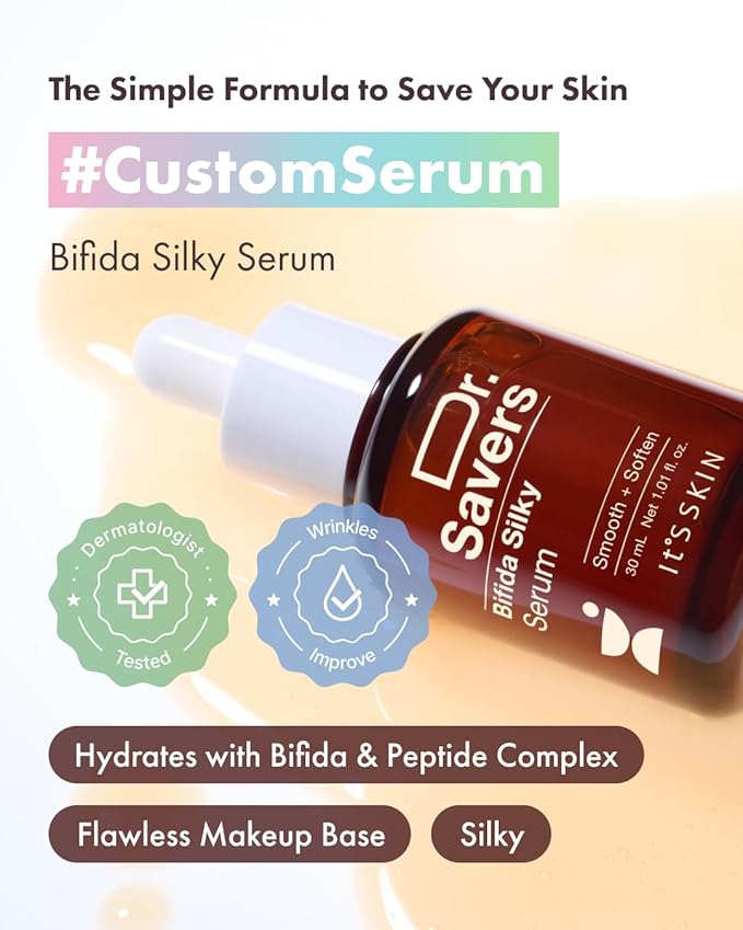 IT’S SKIN Dr.Savers Bifida Silky Serum 1.01 fl.oz, Skin Barrier Repair Serum, Bifida Complex, Multi Peptide Ampoule, Smooth Texture, Supple Moisturizer for Sensitive or Dry Skin, Korean Skincare-FlexoryFit