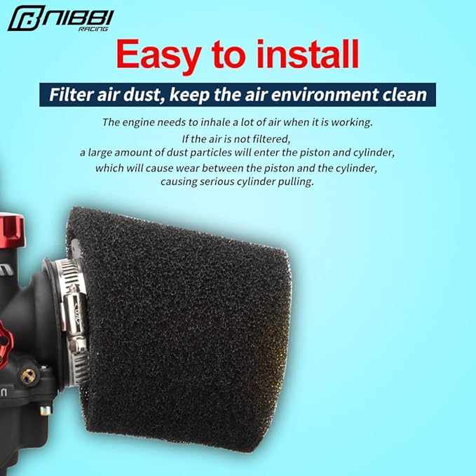 NIBBI Foam Air Filter,Universal Motorcycle 35mm Replacement High Performance Air Filter Intake Cleaner For Go Kart Moped Pit Dirt Bike Parts Motorbike
