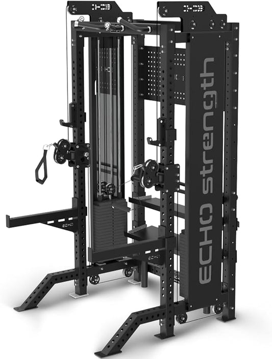 Commercial Cable Crossover Exercise Machine All in One Functional Trainer Cable Machine with 400LBS Weight Stacks Power Cage Squat Rack with Pulley System Compact Functional Trainer for Home Gyms