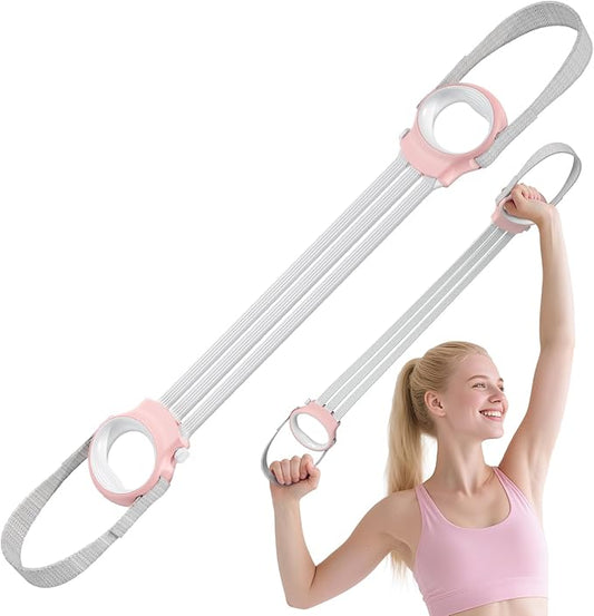 Figure 8 Fitness Resistance Bands with Handles, 20-60lb Adjustable Elastic Excercise Band, Non-Slip Fabric Silicone Bands for Strength Stretch Flexibility Training Arms Back Shoulder Chest Legs-FlexoryFit