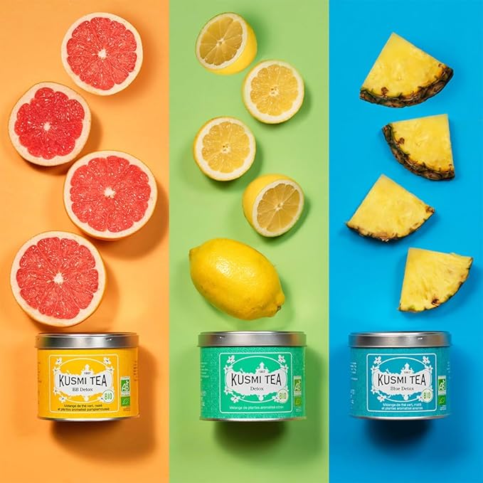 Kusmi Tea - BB Detox - Iconic Detox Tea - 100% Organic - Blend of Green Tea, Mate & Grapefruit - Organic Flavored Yerba Mate Tea - Loose Leaf - Tin Box of 3.5 oz - Quantity for about 50 cups-FlexoryFit