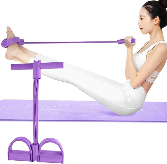 Multi-Function Tension Rope – 4 Tube Resistance Bands with Handles – Sit Up Exercise Equipment Home Gym Tummy Trainer for Men Women-FlexoryFit