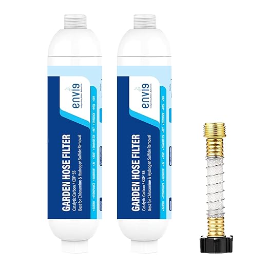 Envig Catalytic Carbon KDF Inline Garden Hose Filter, Chloramine, Chlorine, VOCs & Chemicals Removal for Hydroponics, Microgreens, Organic Gardening, Pet, and Healthy Outdoor Living (Pack of 2)