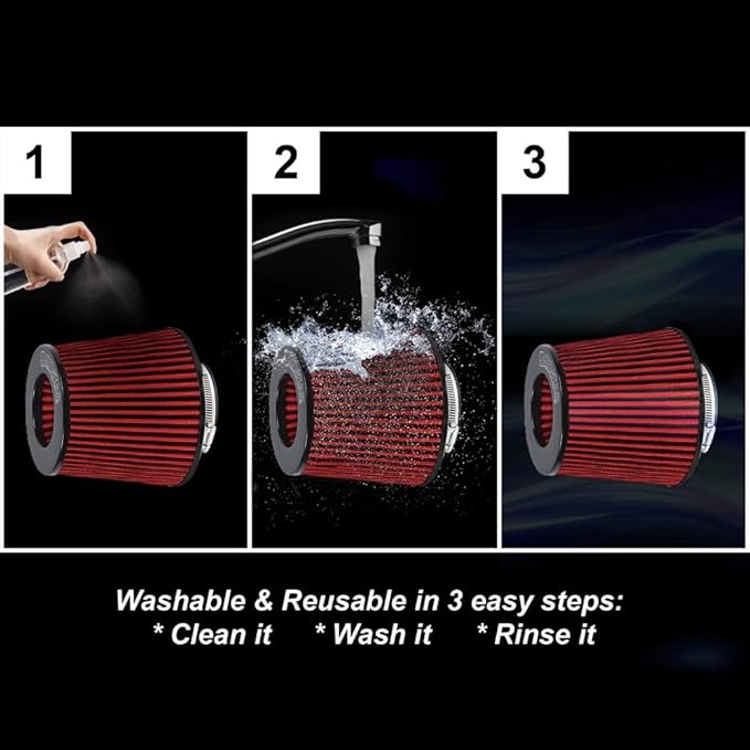 Kyostar Universal Black 3 Inch 76mm Air Intake Cone Filter Replacement Quality Dry Air Filter