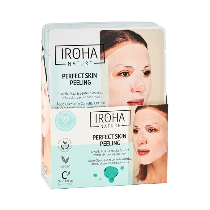 IROHA NATURE Glycolic Acid Peeling Face Mask (Pack of 15) | Skin Perfecting for a Radiant & Smooth Look | Instant Regeneration in Just 15 Minutes | Clean Beauty | 100% Vegan-FlexoryFit