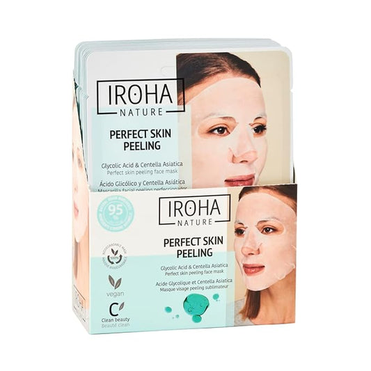 IROHA NATURE Glycolic Acid Peeling Face Mask (Pack of 15) | Skin Perfecting for a Radiant & Smooth Look | Instant Regeneration in Just 15 Minutes | Clean Beauty | 100% Vegan-FlexoryFit