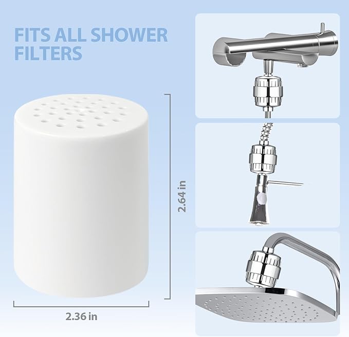 3 Pack Shower Filter Replacement Cartridge, 20 Stage Shower Filter for Hard Water, Compatible with Any Similar Design, Reduces Chemicals & Chlorine, High Output