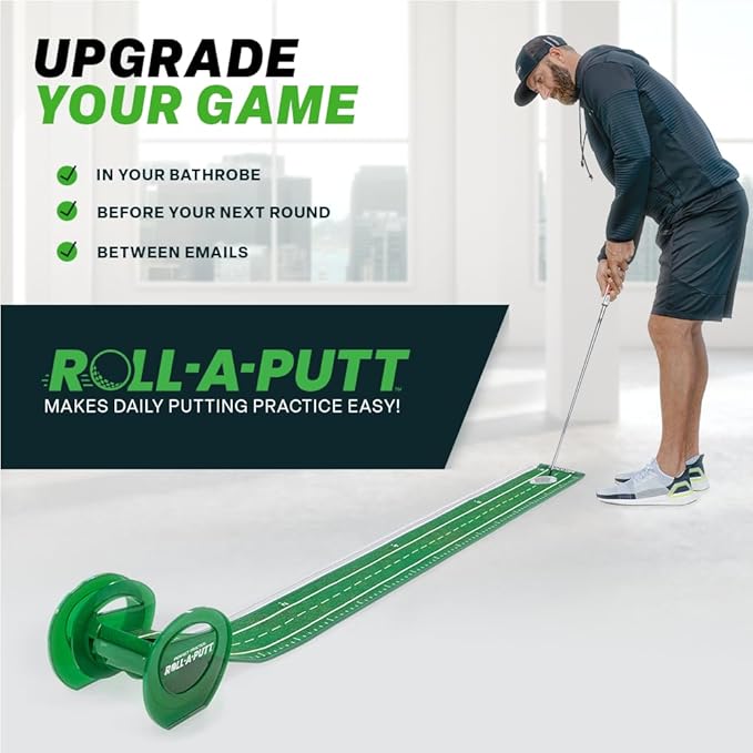 Perfect Practice Golf Putting Mat - Portable Putting Green, Indoor & Outdoor Practice, with Ball Return - Golf Training Aid for Home, Office, Backyard - Golfing Gifts for Men