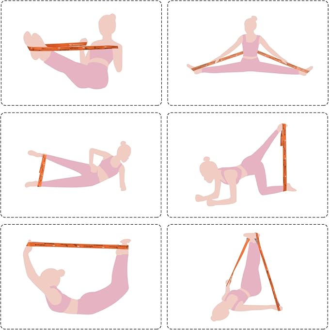 Yoga Strap for Stretching - 8 Loops Stretching Strap - Essential Yoga Accessories for Flexibility and Enhanced Stretching - Ideal Stretch Strap in Yoga and Pilates-FlexoryFit