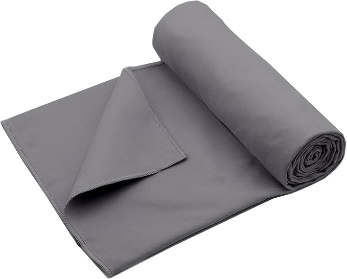 Eunzel Hot Yoga Towel Non Slip Yoga Mat Towel Non-Slip Sweat Absorbent Microfiber Towel for Hot Yoga, Pilates and Workout 72" x 26.5", Dark Grey-FlexoryFit