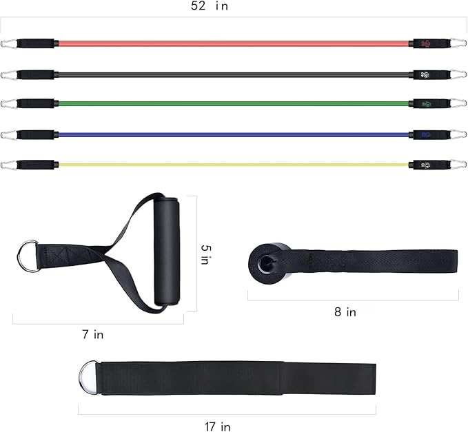 Resistance Bands, Simmgud Exercise Bands Set with Handles, Work Out Bands with Door Anchor, Ankle Straps for Strength Training, Physical Therapy, Home Gym for Men and Women, Yoga, Pilates 150 LBS-FlexoryFit