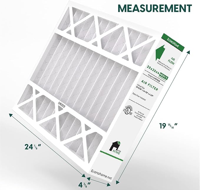 EconoHome 20x25x4 AC Furnace Pleated Air Filter MERV 11 Replacement – Allergen Defense, 2 Pack, Fits Lennox (X6673), Honeywell (FC100A1037) filters. (Actual size: 19.94 x 24.86 x 4.36 Inches)