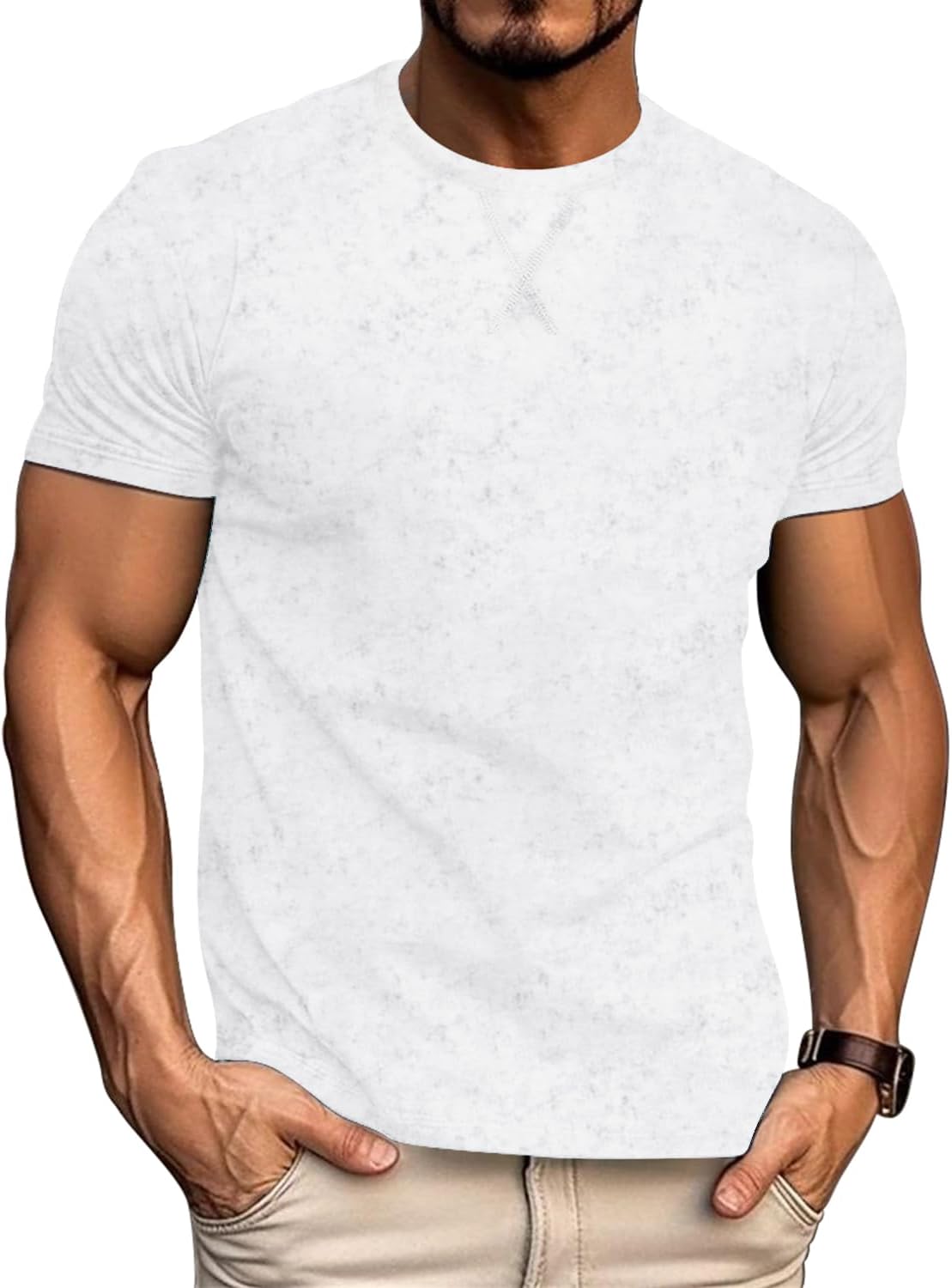LOGEEYAR Men's Athletic Washed T-Shirts Basic Crew Neck Tees Tops Causal Distressed Cotton T Shirts for Men