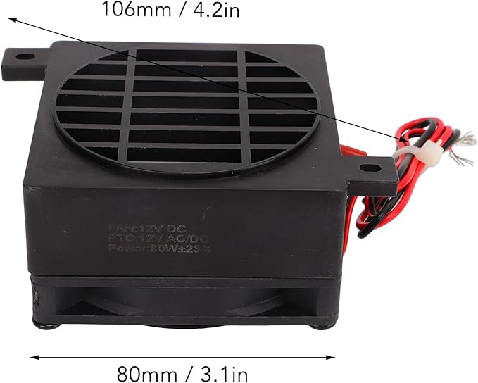Compact PTC Thermistor Heater with Fan – 12V/24V Constant Temperature Air Heater Module for Car, Humidifier & Electric Heater Repair, Insulation Type High Efficiency PTC Heating Element