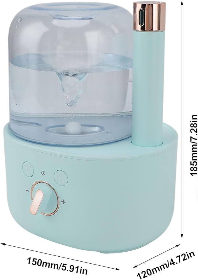Waterspout Aroma Humidifier, Multifunctional One Piece Design Mute 5V 6W USB Essential Oil Diffuser for Car Office Room Bedroom(Green)
