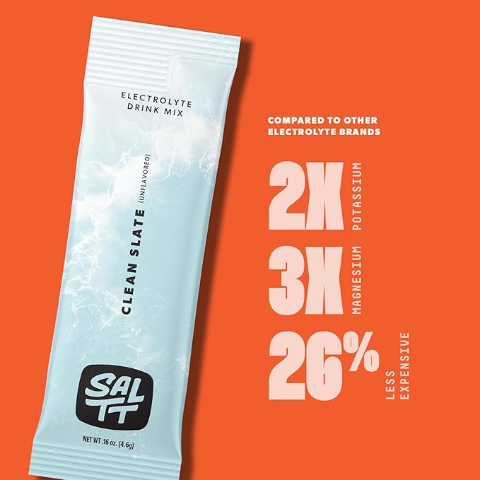 Keto Chow SALTT Electrolytes Powder Packets, Clean Slate Unflavored (30 Hydration Packets) - Magnesium, Potassium, Sodium, Trace Minerals - Vegan, Gluten Free - Travel Essentials - Made in USA-FlexoryFit