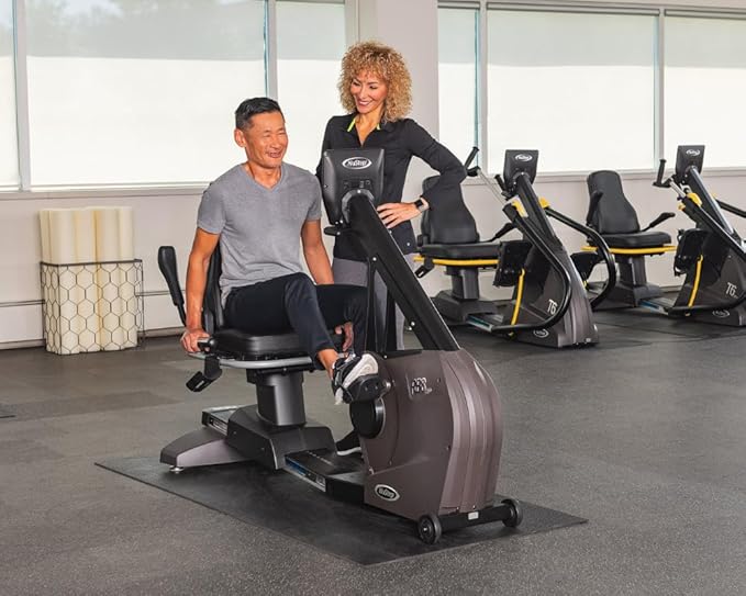 RB8MAX Recumbent Exercise Bike, Gray, Low-Impact Exercise, 360-Degree Swivel Seat, Engaging Programs Including Measuring Imbalances, & Compatible with Free NuStep Wellness App-FlexoryFit