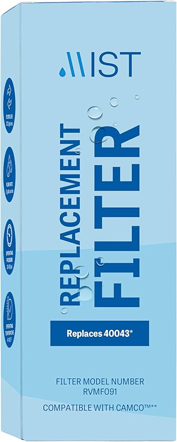 Mist 40043 Replacement for Camco RV Inline Water Filter 40043, 40013, 40041, with Flexible Hose Protector. Reduces Bad Taste, Odors, Chlorine, Lead and Sediment, 3 Pack