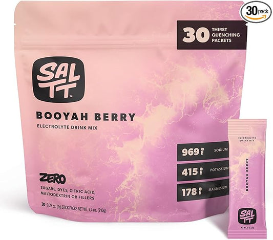 Keto Chow SALTT Electrolytes Powder Packets, Booyah Berry (30 Hydration Packets) - Magnesium, Potassium, Sodium, Trace Minerals - Vegan, Sugar Free, Gluten Free - Travel Essentials - Made in USA-FlexoryFit