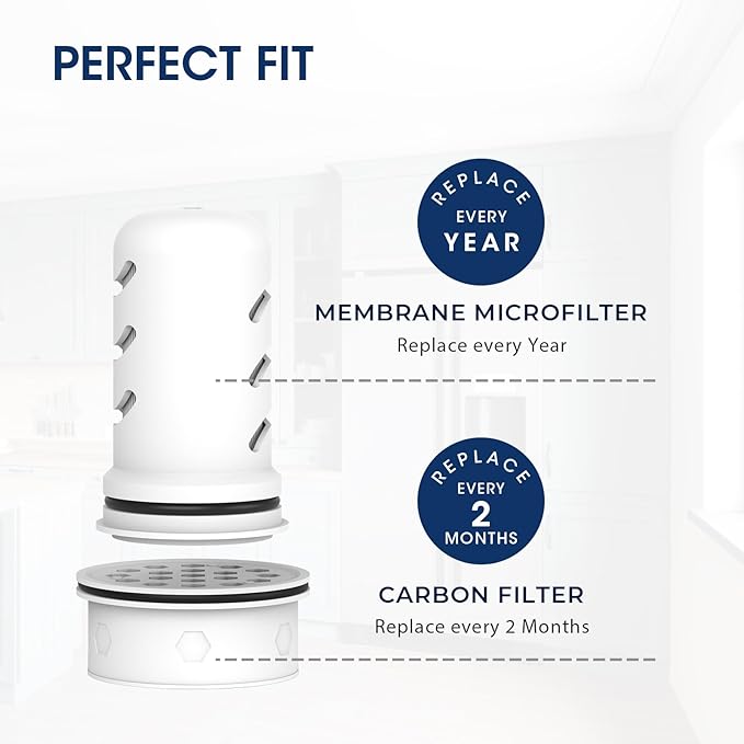 MARRIOTTO Water Filter Replacement for LS Home Dispenser 18 Cup/Glass Pitcher 7 Cup/Plastic Pitcher 10 Cup/Plastic Pitcher 7 Cup, 2 Membrane Micro Filter and 2 Activated Carbon + Ion Exchange Filter